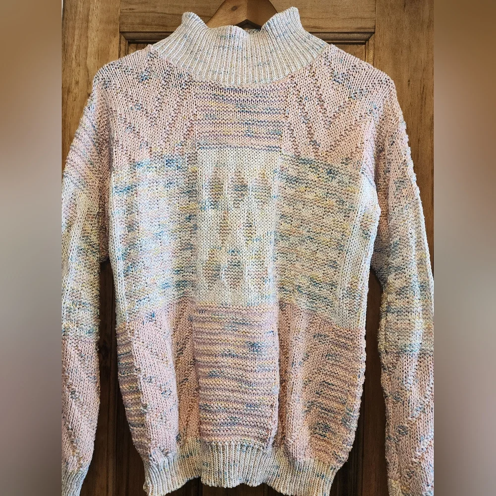 Vintage Handmade Pastel Knit Sweater - Picture 2 of 5